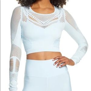 Alo Yoga Siren Long Sleeve Crop Top In Light blue